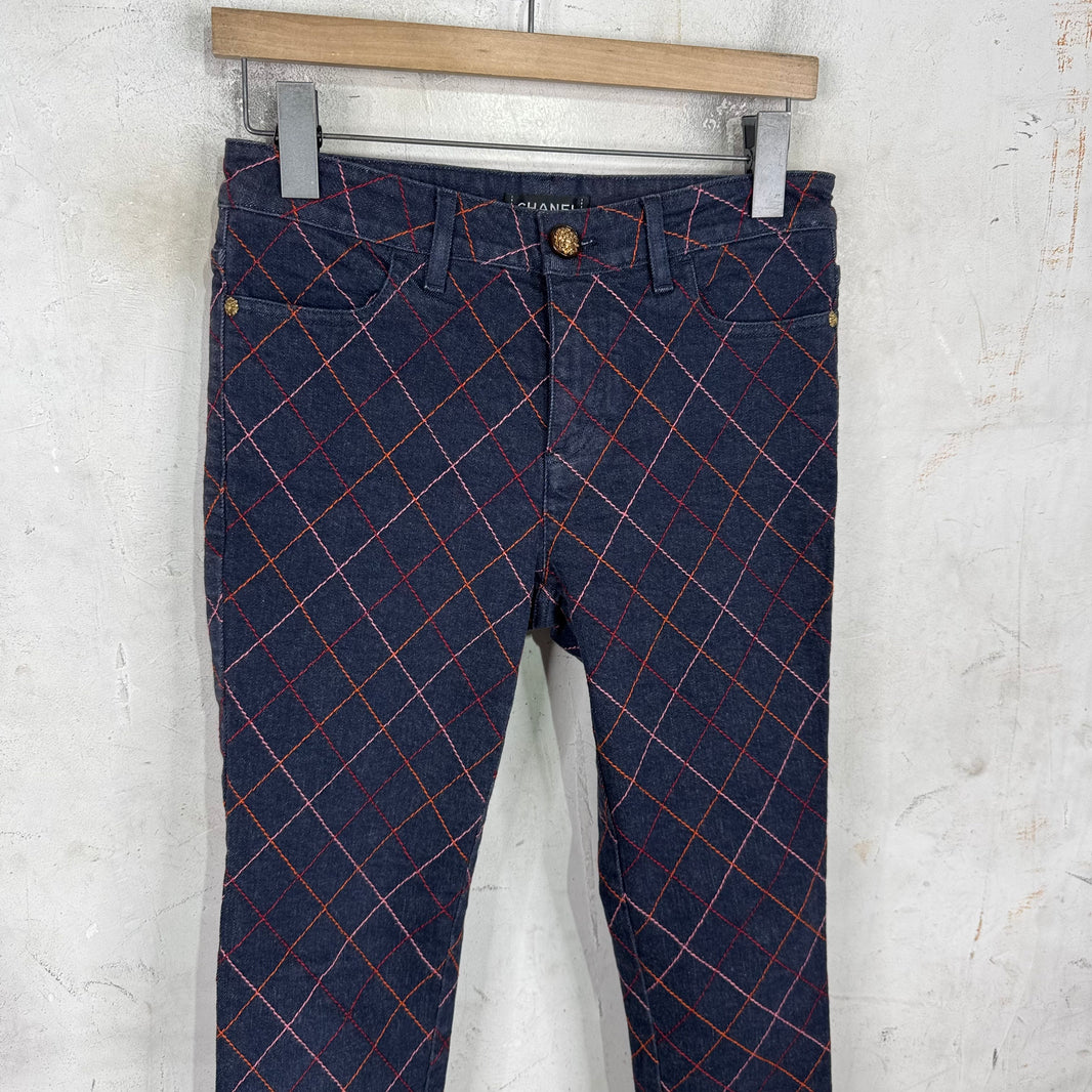 Chanel Womens Quilted Multicolor Jeans