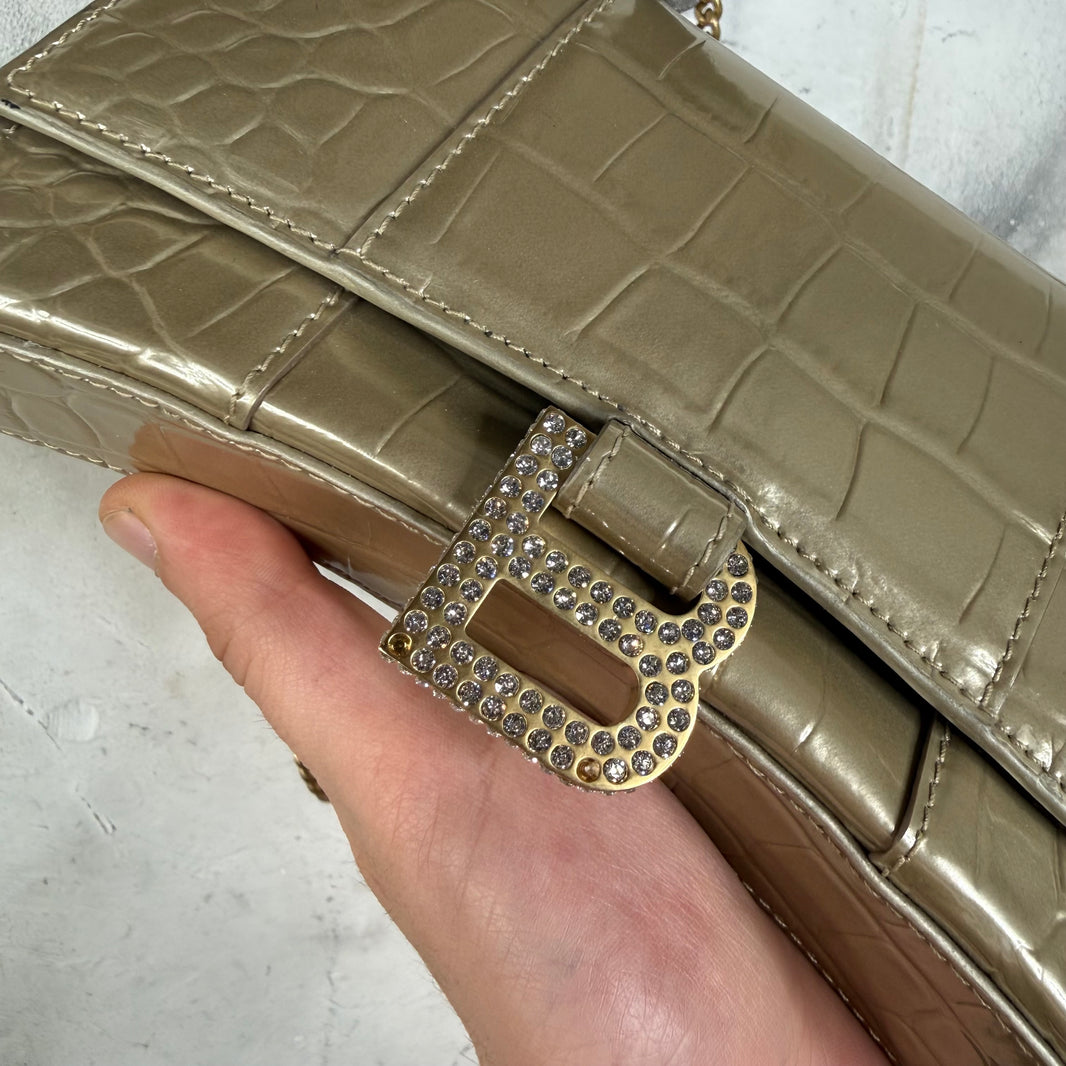 Balenciaga Gold Hourglass Chained Wallet Purse