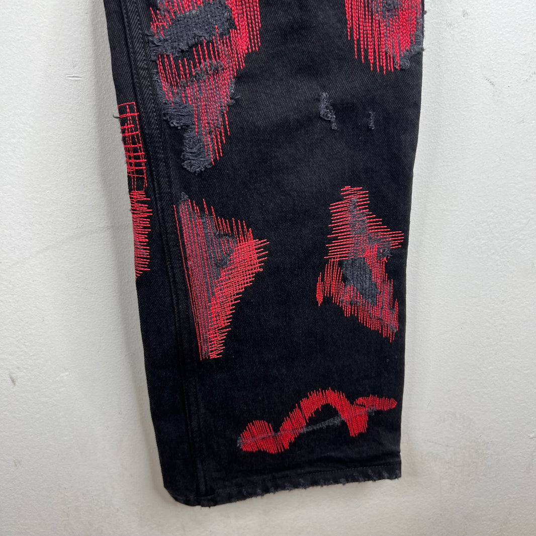 Endless Denim Black/Red Spellout Jeans