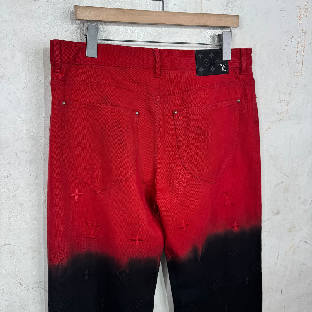 Louis Vuitton Red Gradient Monogram Jeans