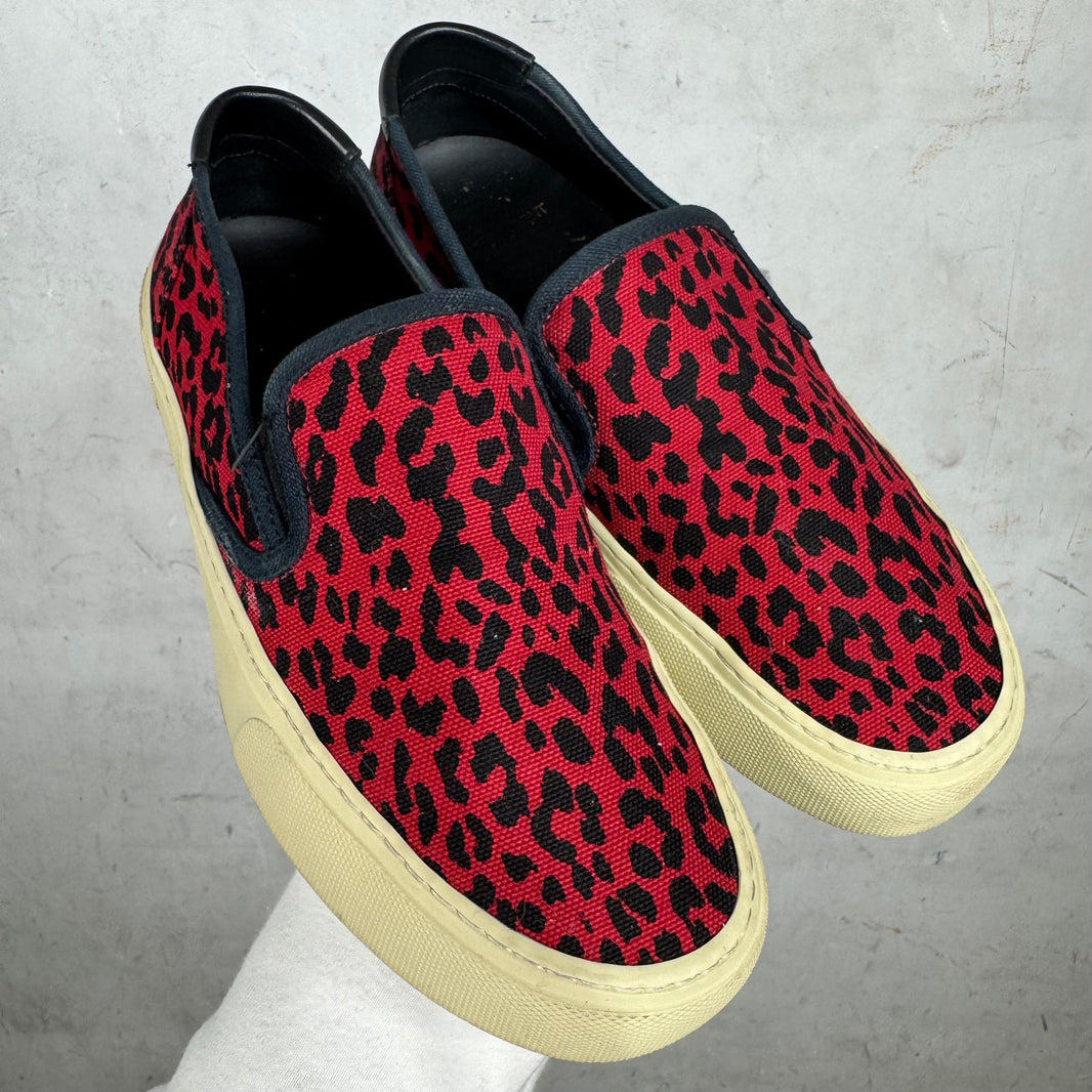 Saint Laurent Red Cheetah Slip Ons