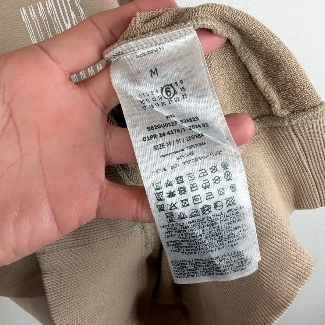 Margiela MM6 Open Sleeve Stretch Logo Crewneck