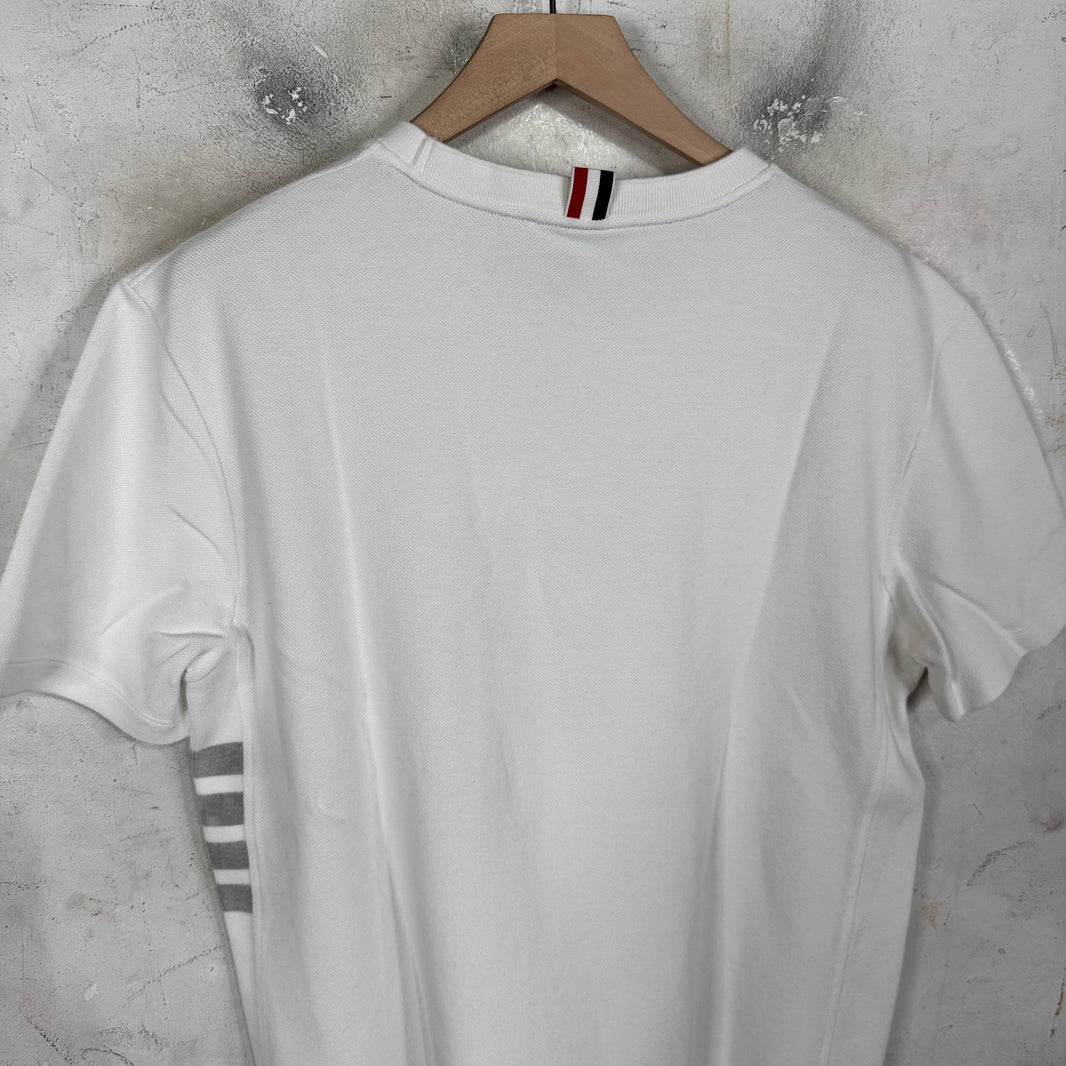 Thom Browne Side Striped White T-Shirt