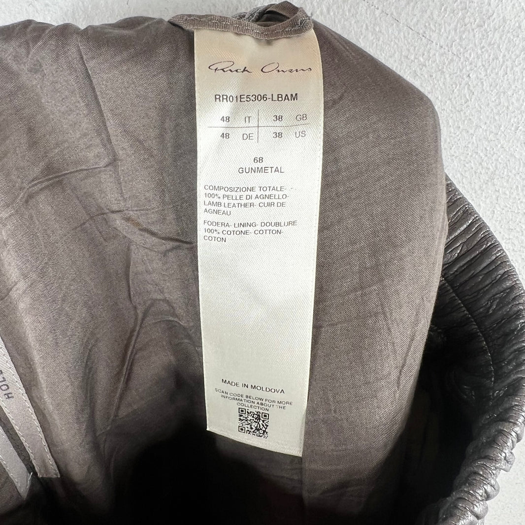 Rick Owens Leather Gunmetal Boxer Shorts