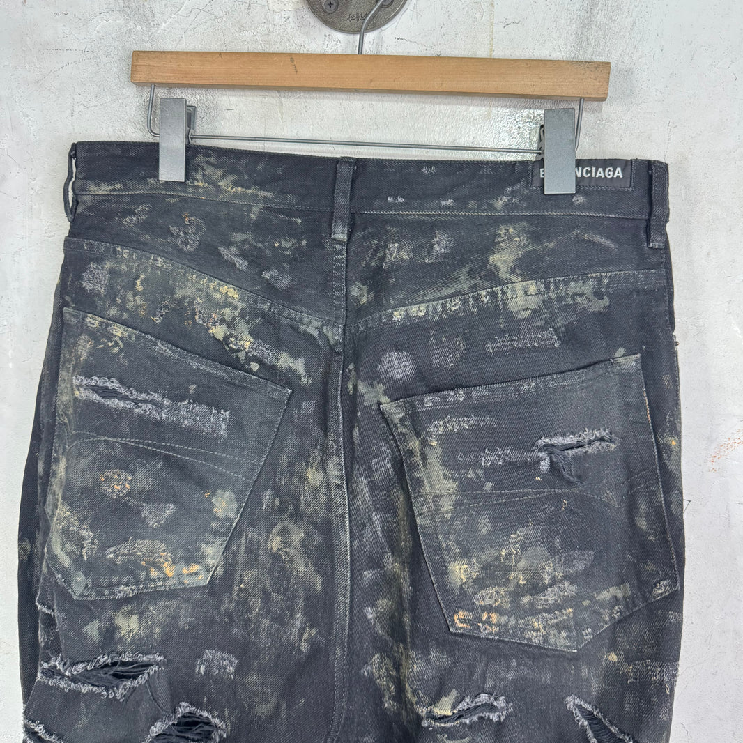 Balenciaga Mud Slashed Jeans