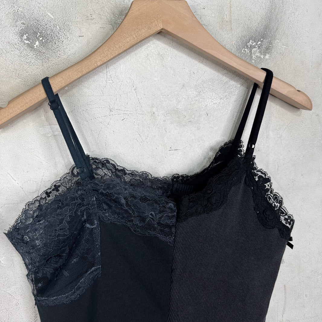 Balenciaga Split Reconstructed Lace Trim Top
