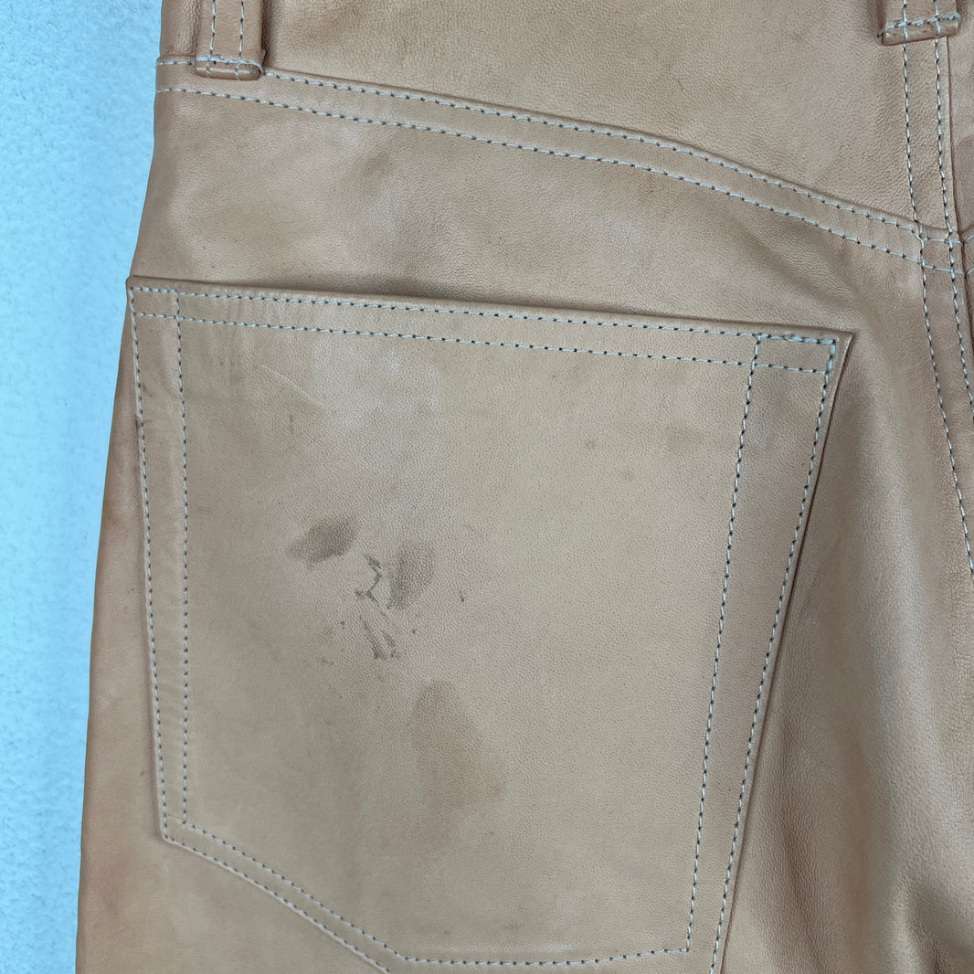 Helmut Lang Peach Leather Slim Pants