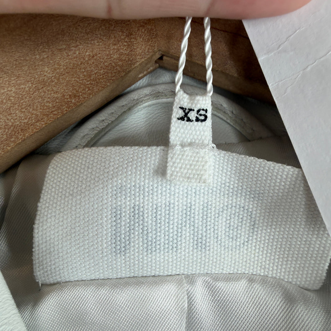 Margiela MM6 White Leather Fringed Button Up Jacket