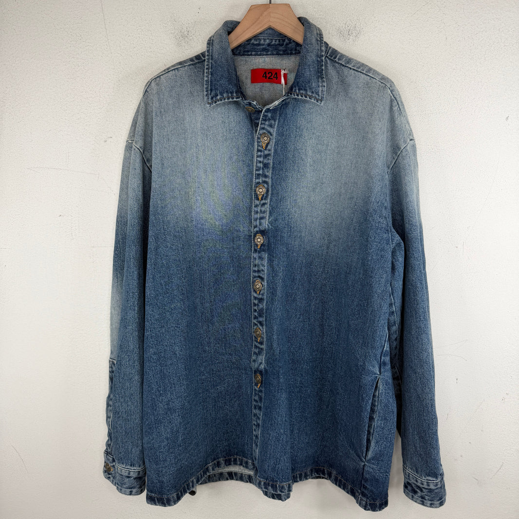 424 Camicia Uomo Denim Button Up Shirt