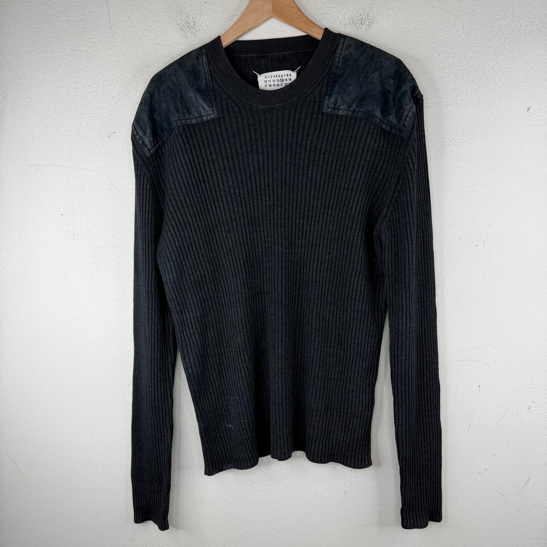 Margiela Shoulder Patched Ribbed Wool Blend Sweater