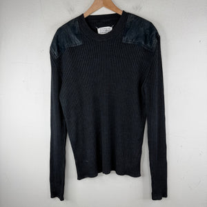 Margiela Shoulder Patched Ribbed Wool Blend Sweater
