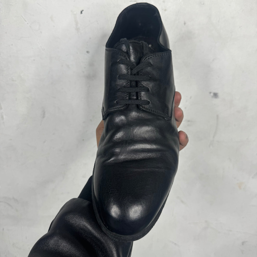 Guidi Black Leather Laced Derbies