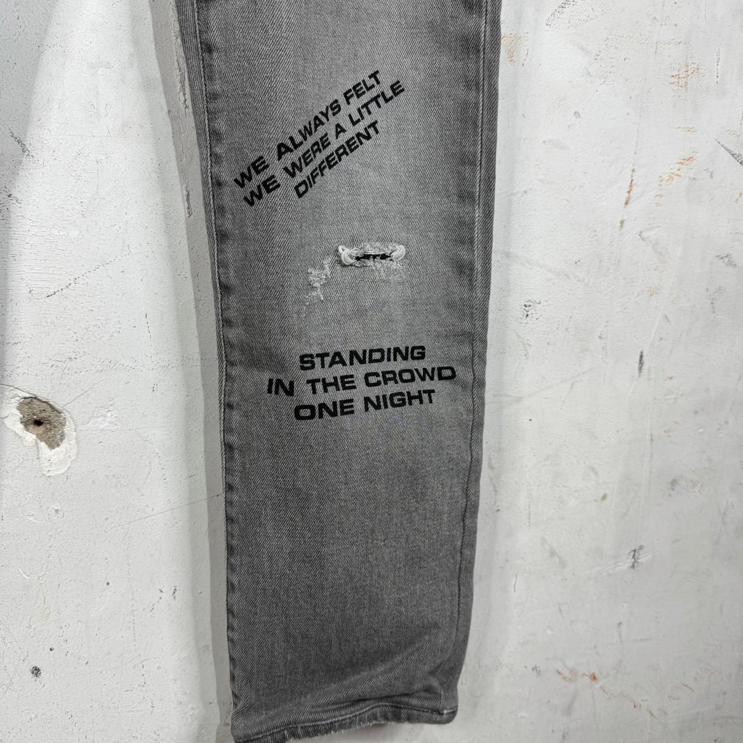 Dior Grey Distressed Quoted Slim Jeans
