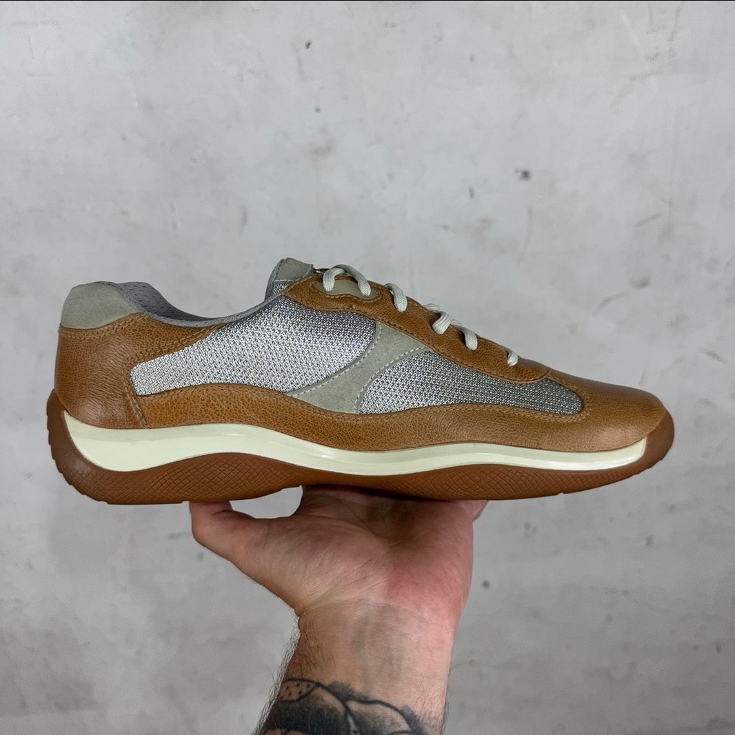 Prada Tan Leather/ Suede Exclusive Americas Cup