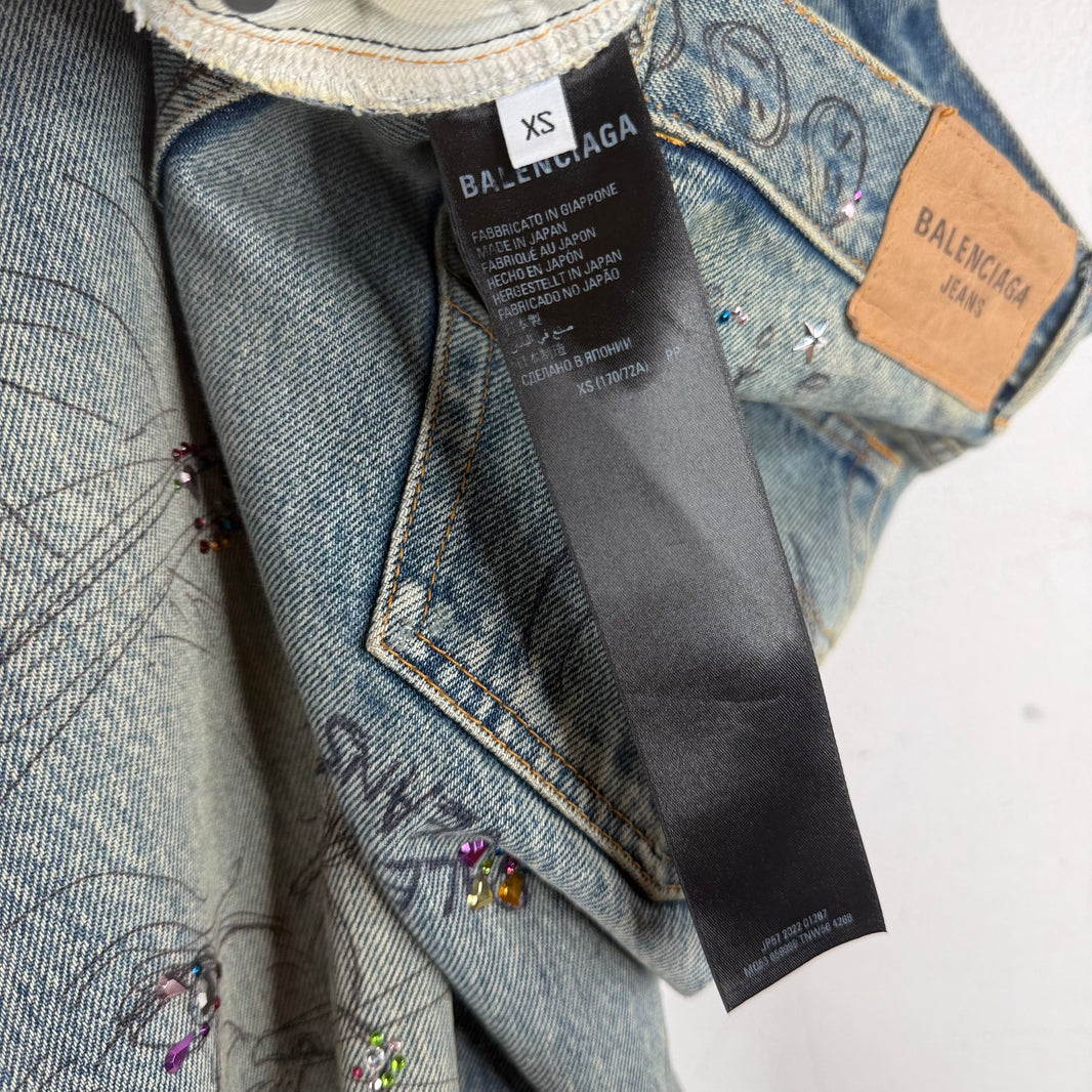 Balenciaga Rhinestone Scribble Jeans