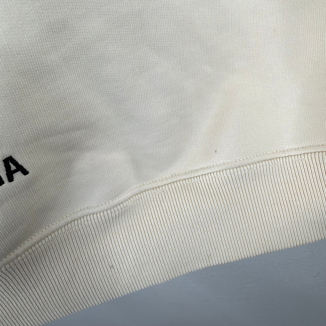 Balenciaga Cream Back Logo Zip-Up Hoodie