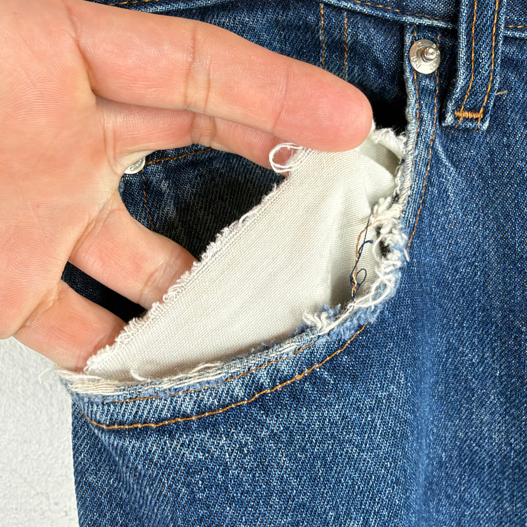 RRL Dark Blue Wash Distressed Jeans