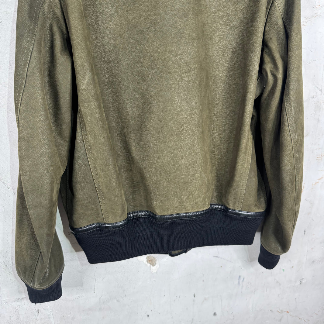 Berluti Shearling Collar Leather Bomber Jacket