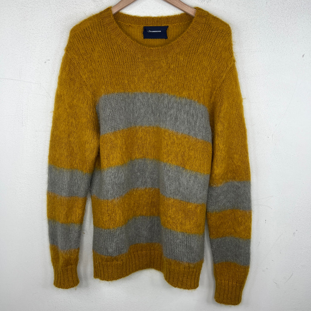Undercover Yelloiw Mohair/Wool Blend Striped Sweater