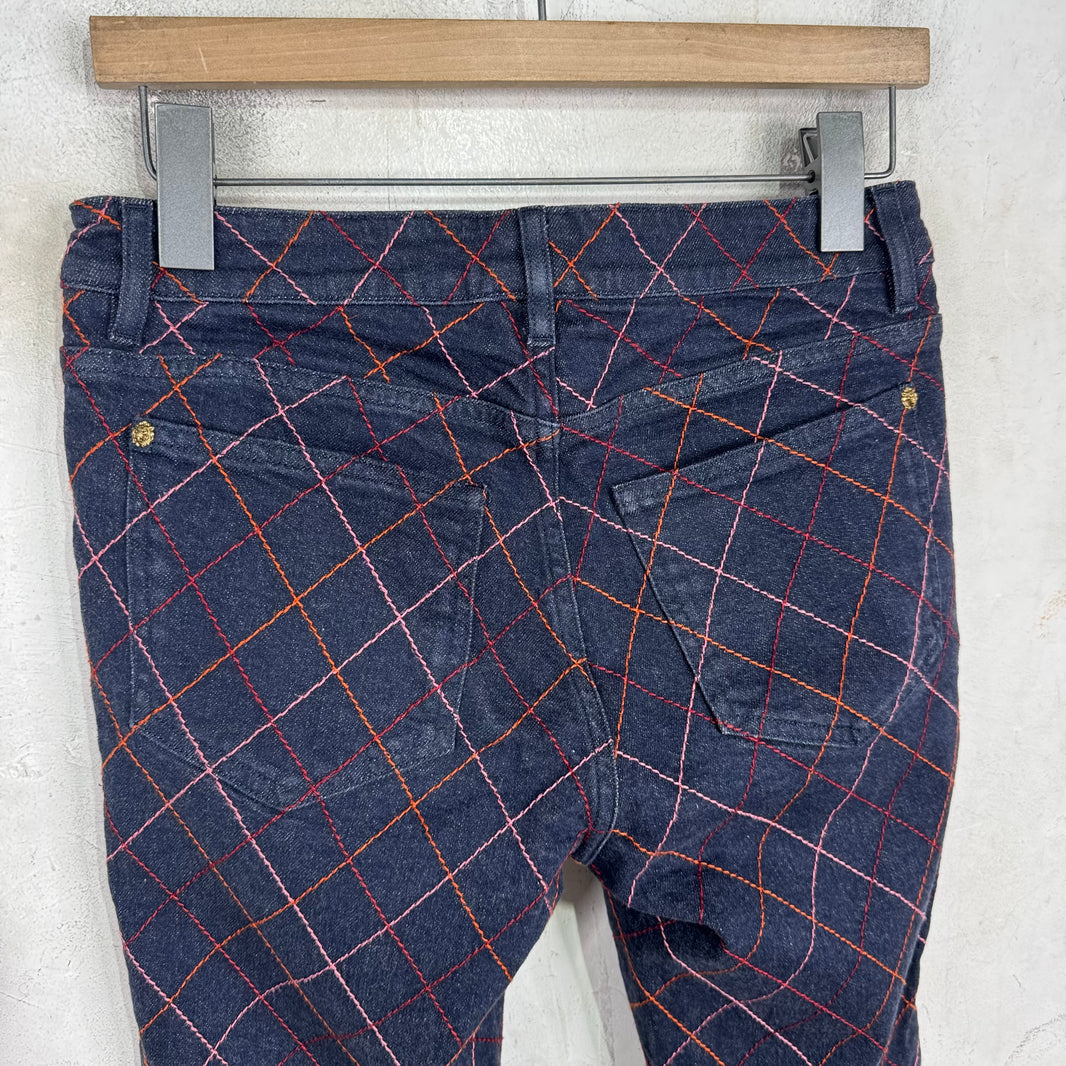 Chanel Womens Quilted Multicolor Jeans