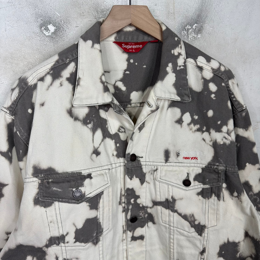 Supreme Bleached Logo Denim Trucker Jacket