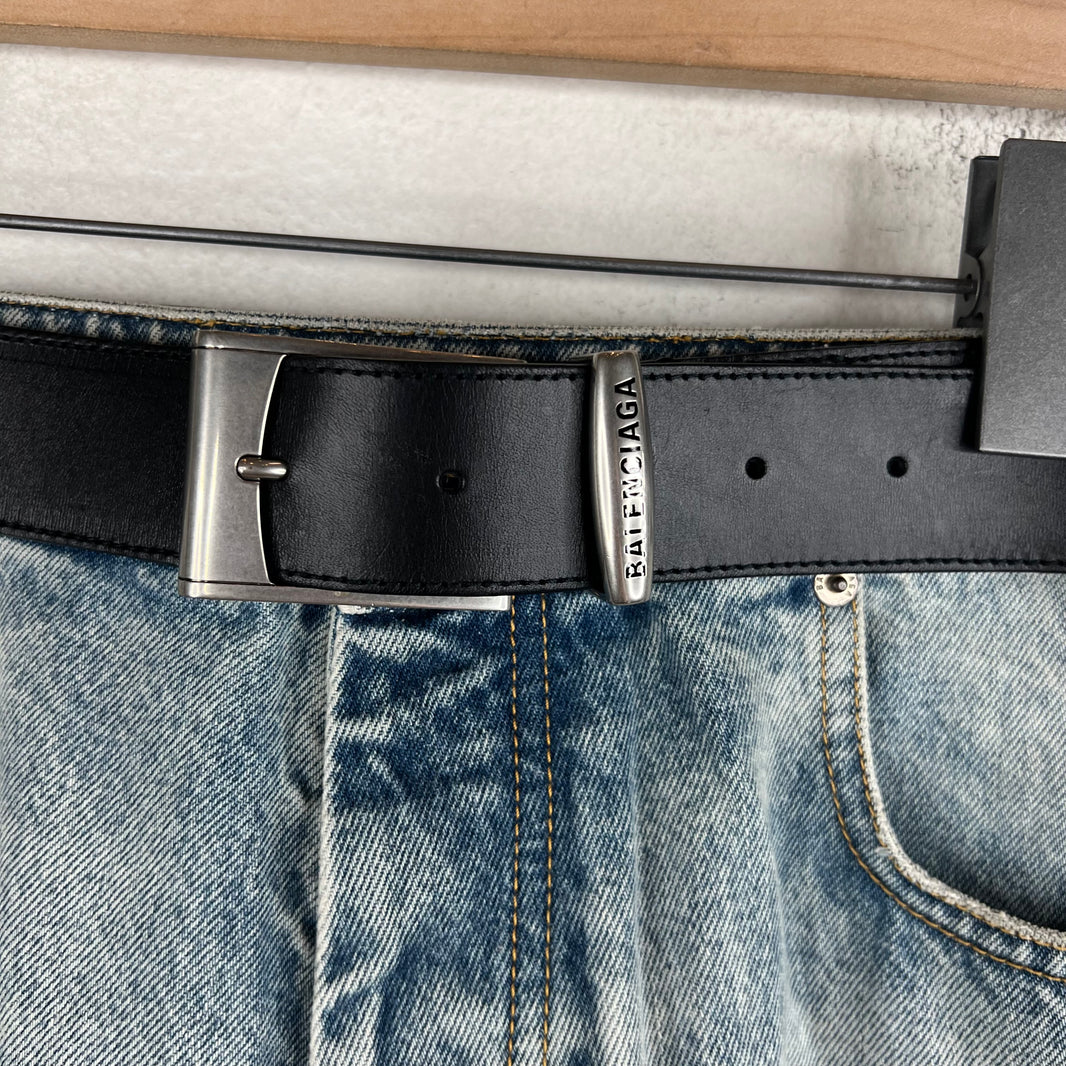 Balenciaga Sample Belted Baggy Distressed Jeans
