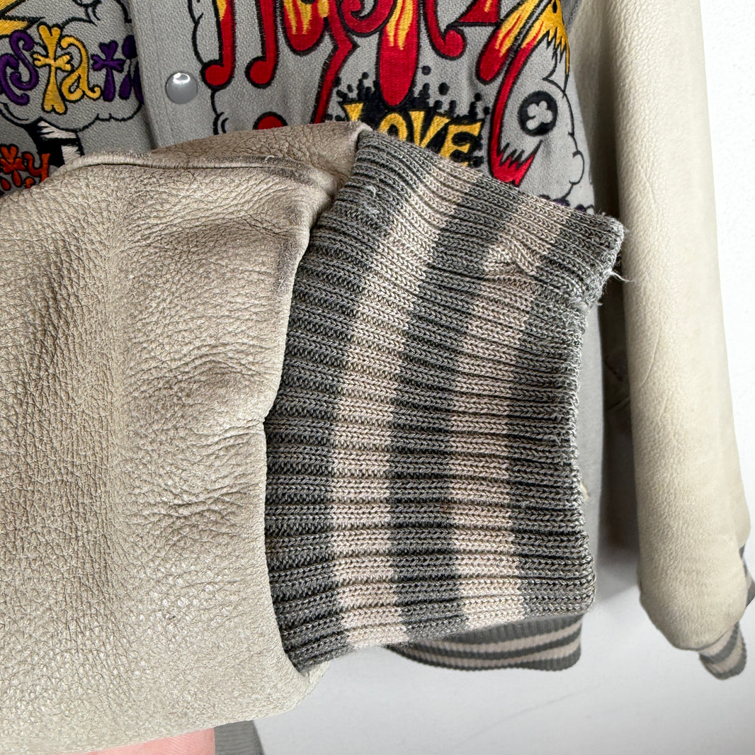 Hysteric Glamour Gray Embroidered Varsity Jacket