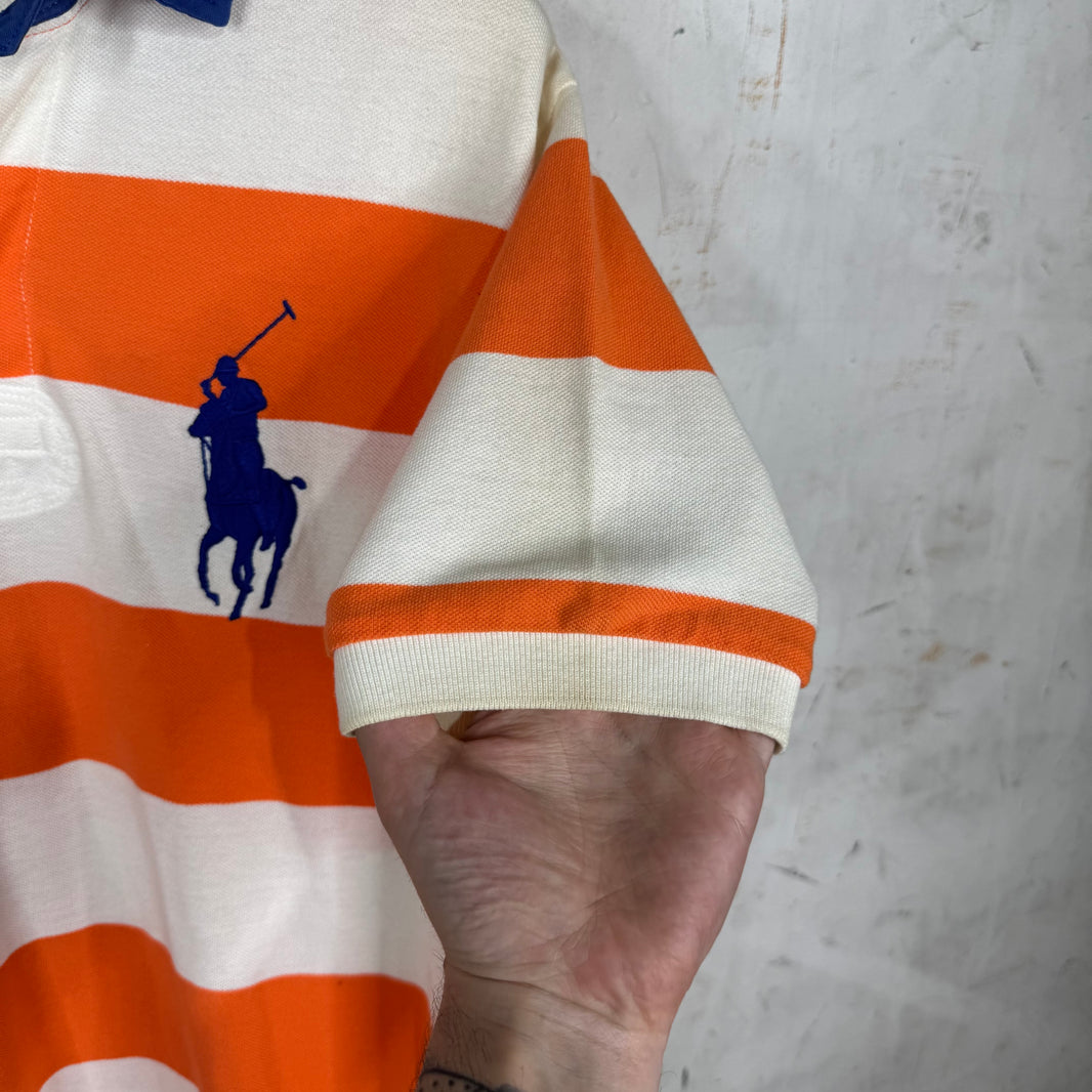 Ralph Lauren Orange Striped Blue Big Pony Polo