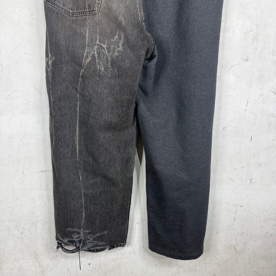 Balenciaga Hybrid Sweatpant/ Denim Drawstring Pants