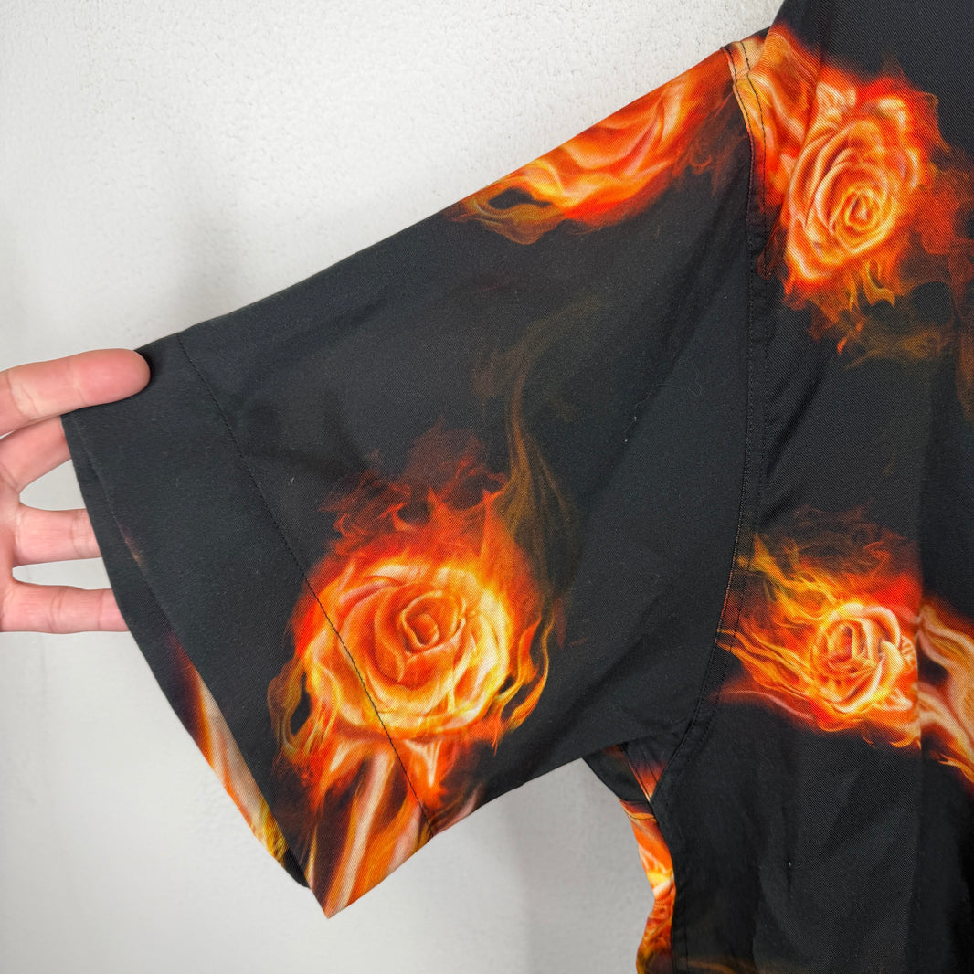 Stussy Dries Van Noten Rose Flame Button Up Shirt