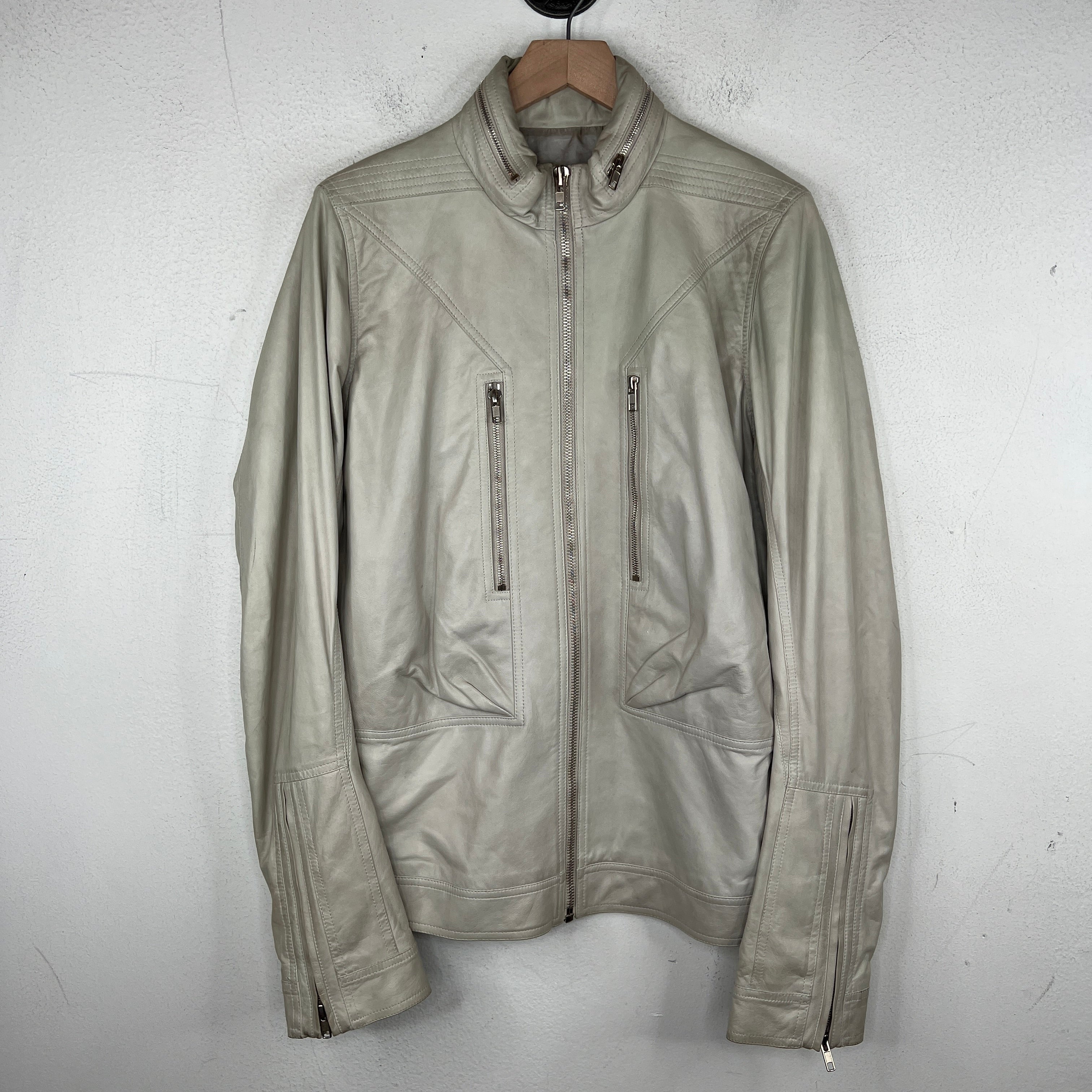 Rick Owens ホワイトレザージャケット Rick Owens White Leather Moto Jacket – www.Lukes.store