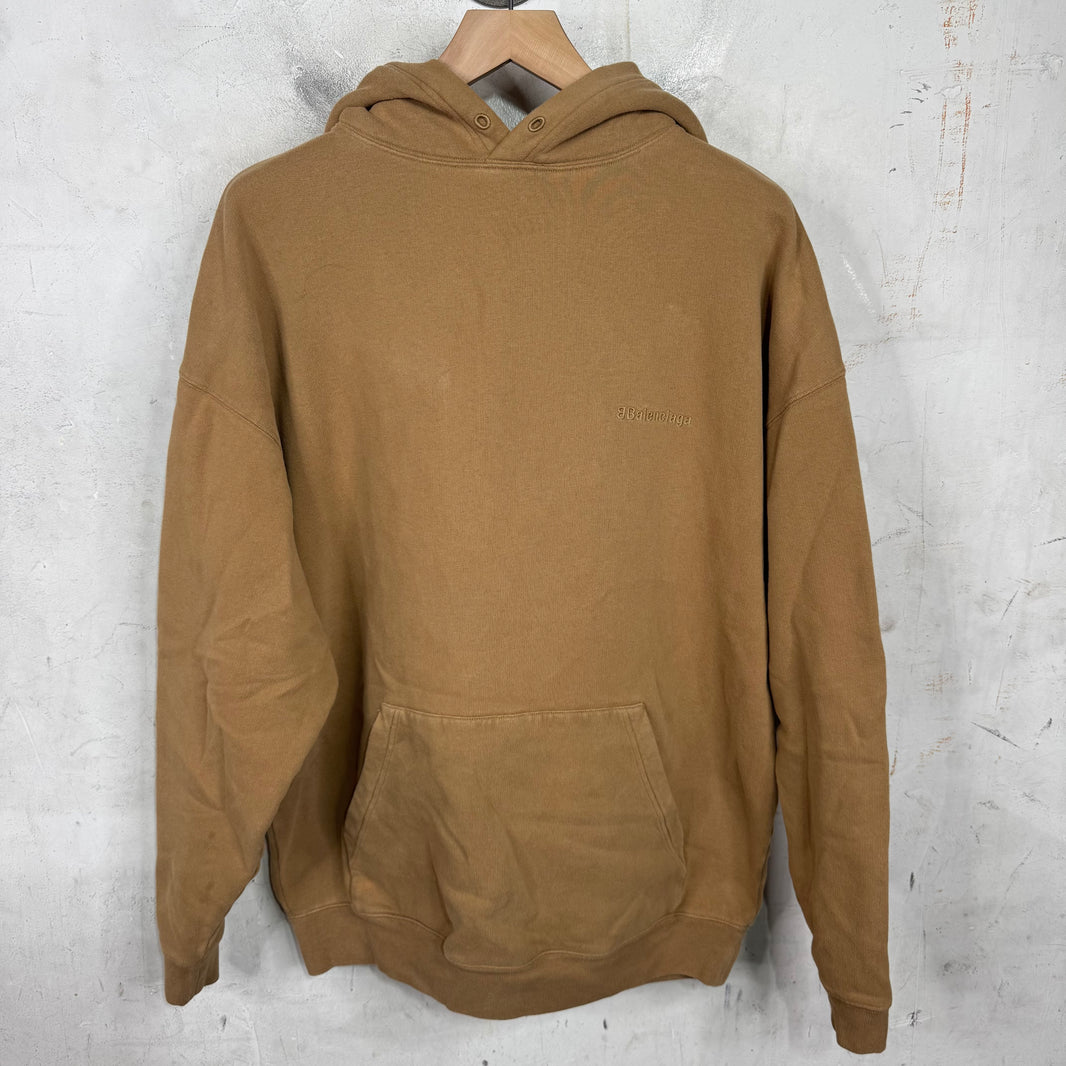 Balenciaga Embroidered Logo Brown Hoodie