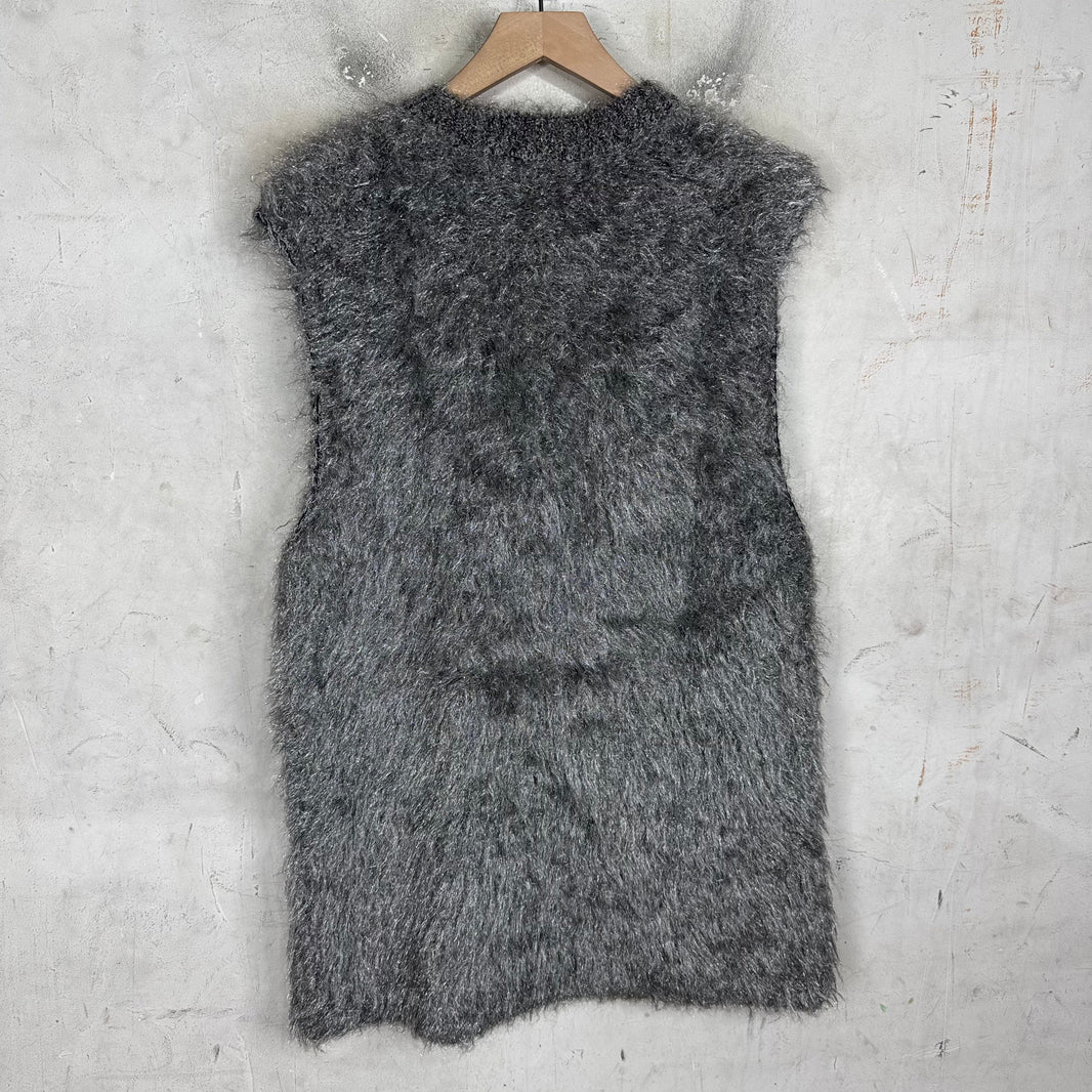 CDG Homme Plus Fuzzy Silver Sweater Vest