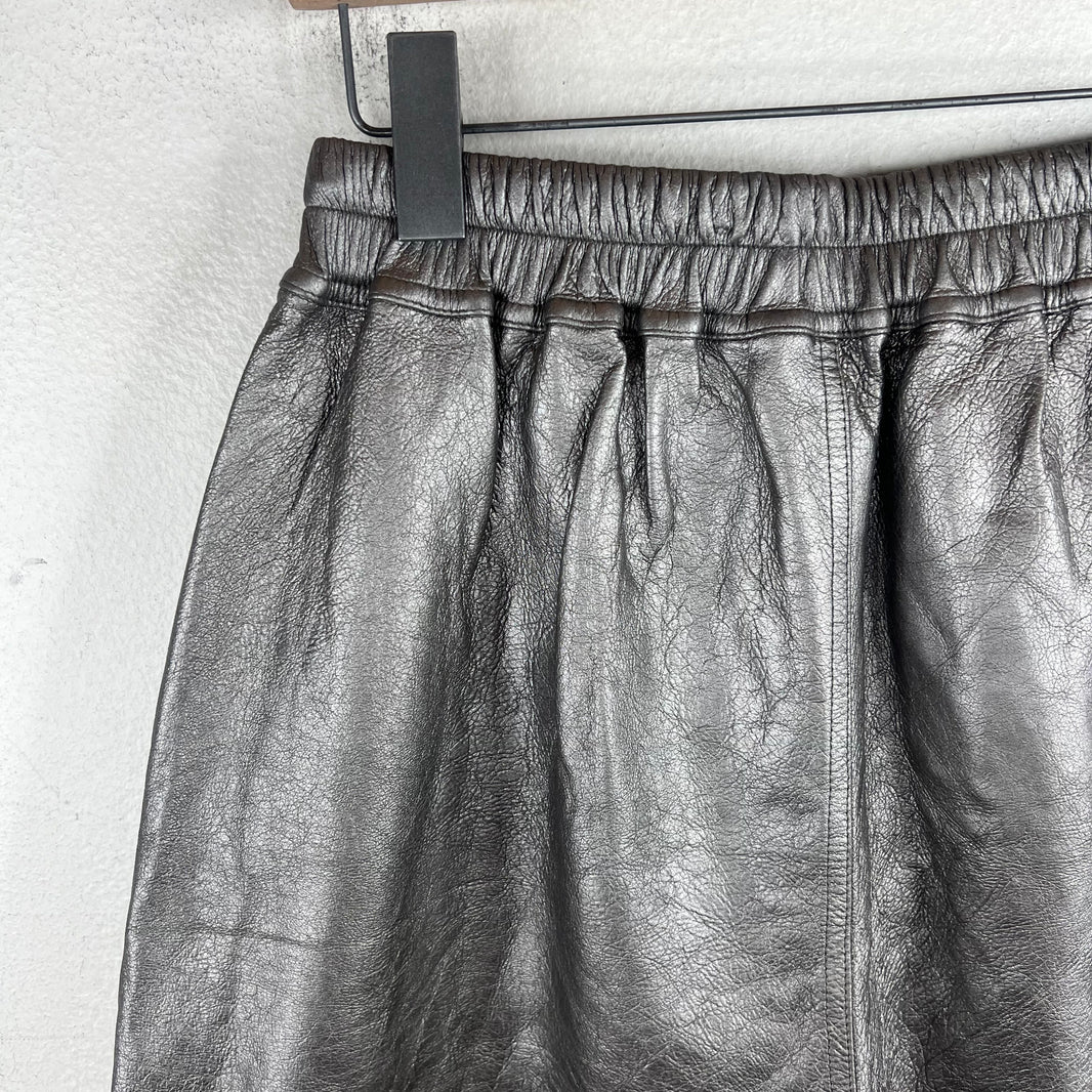 Rick Owens Leather Gunmetal Boxer Shorts