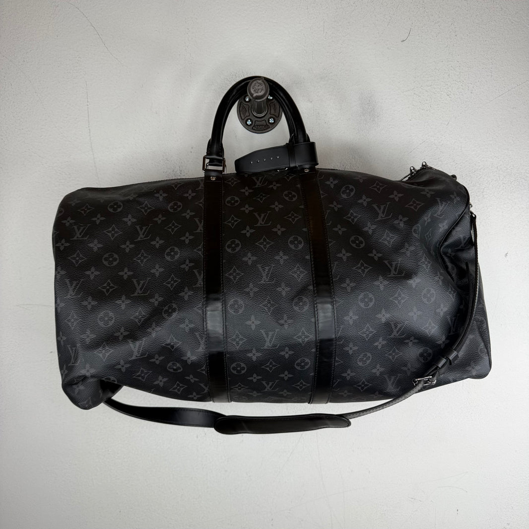 Louis Vuitton Black Monogram Keepall 55 Duffel Bag