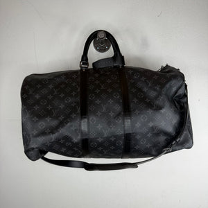 Louis Vuitton Black Monogram Keepall 55 Duffel Bag