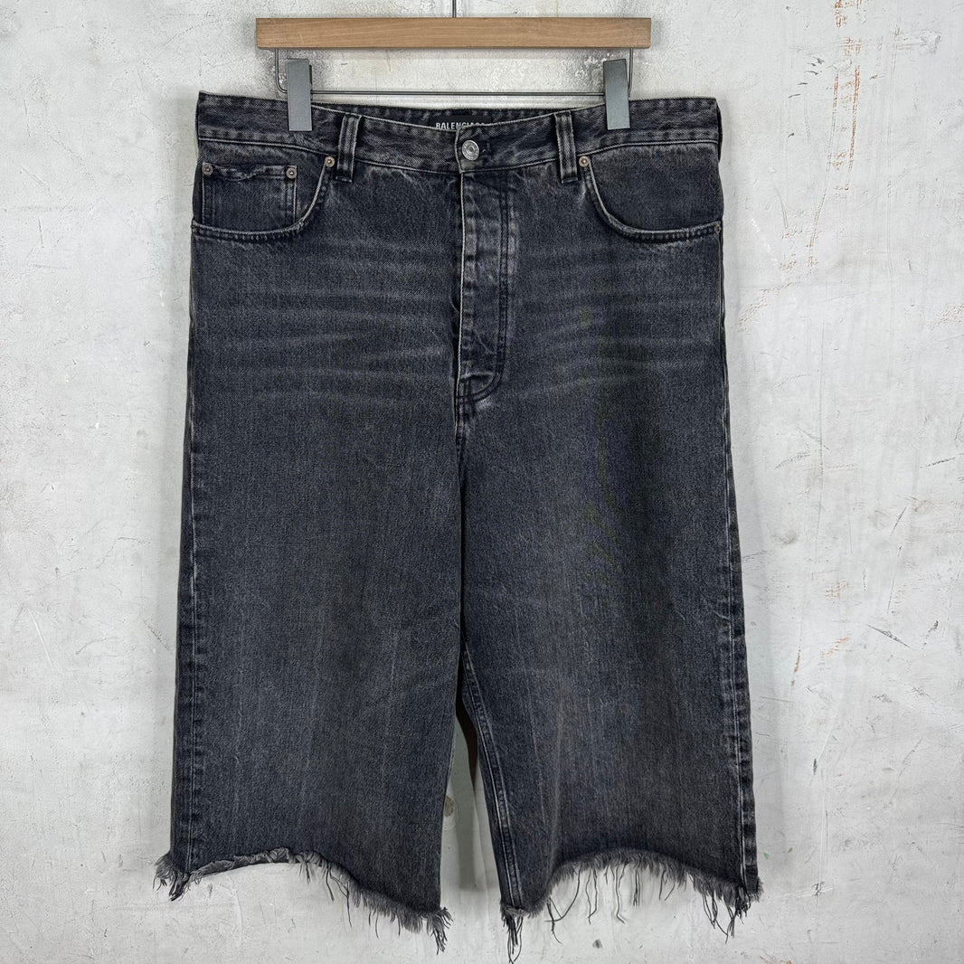Balenciaga Unifit Washed Black Jean Shorts