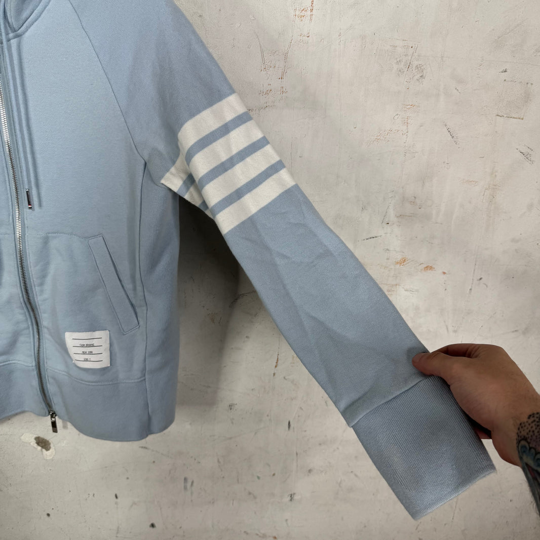 Thom Browne Blue Striped Zip Hoodie