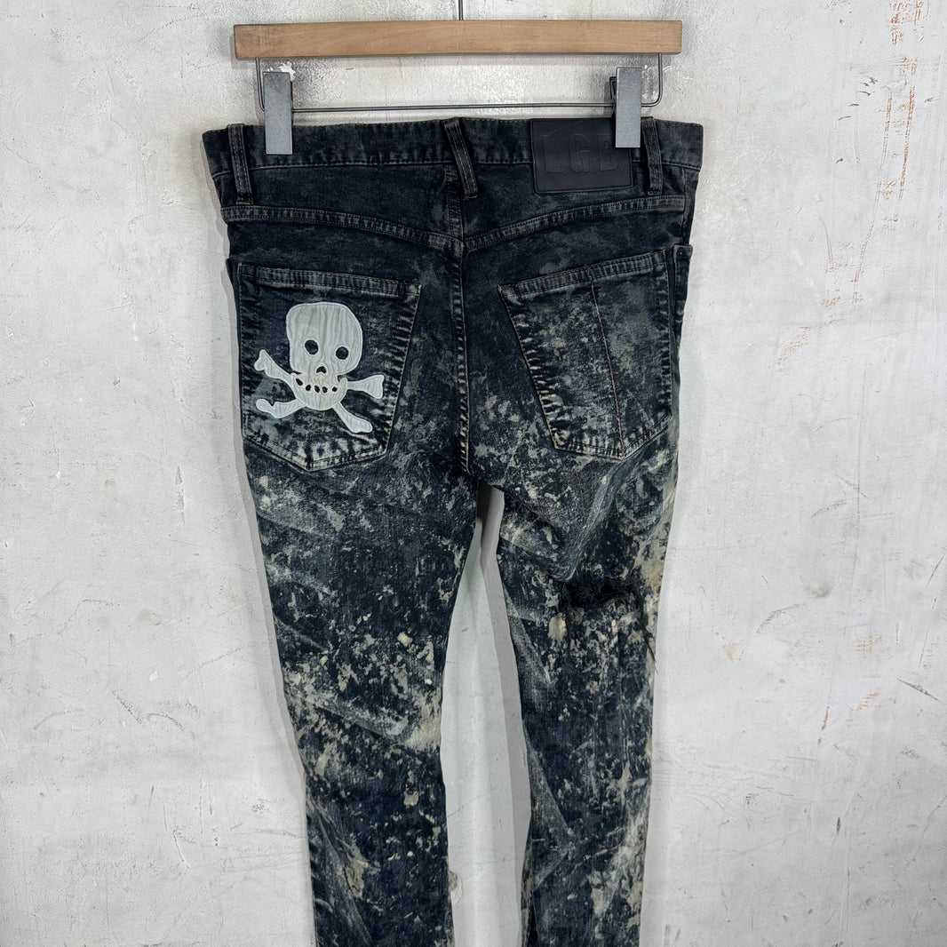 LGB Wolf Skull Bleached Skinny Jeans