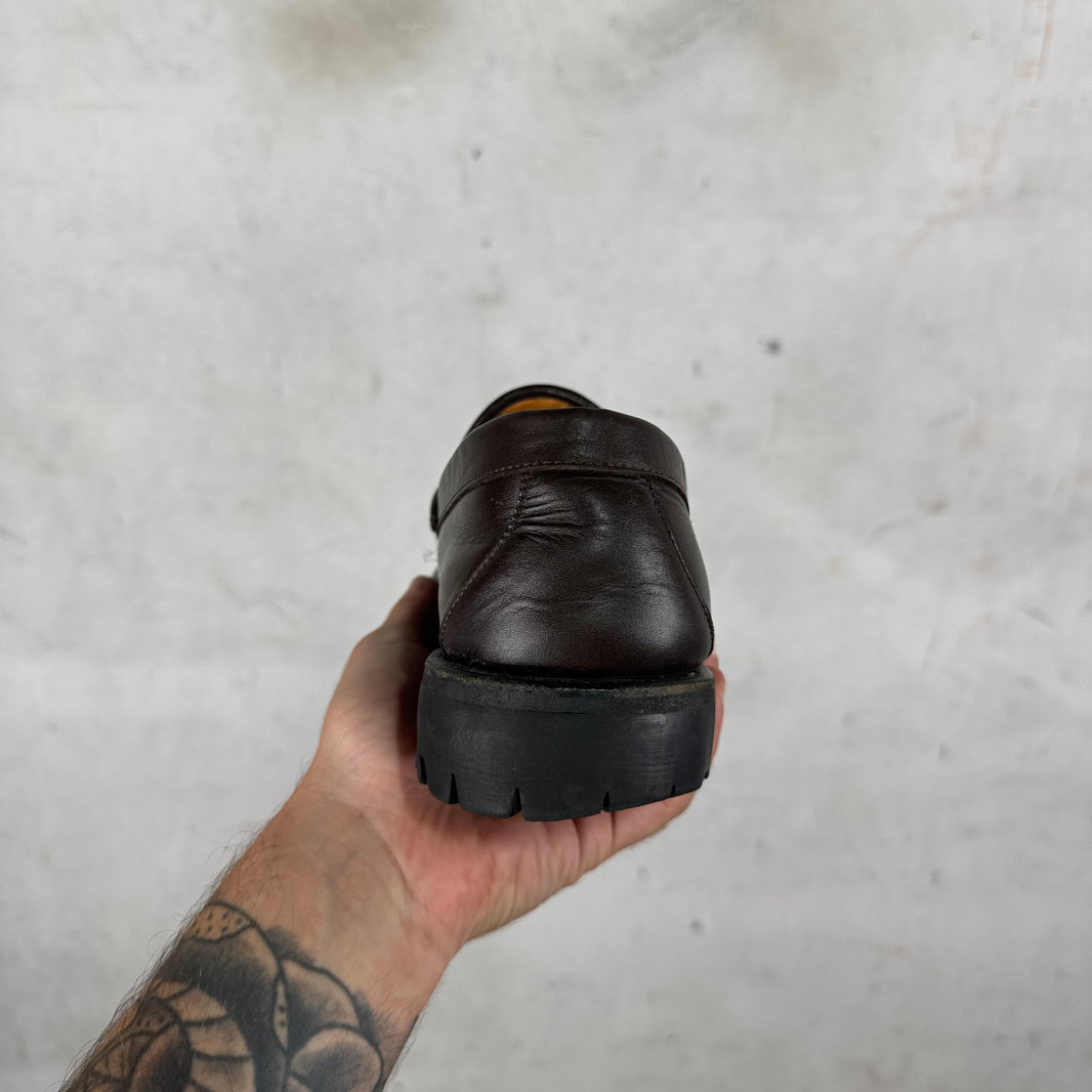 Gucci Platformed Brown Horsebit Loafers