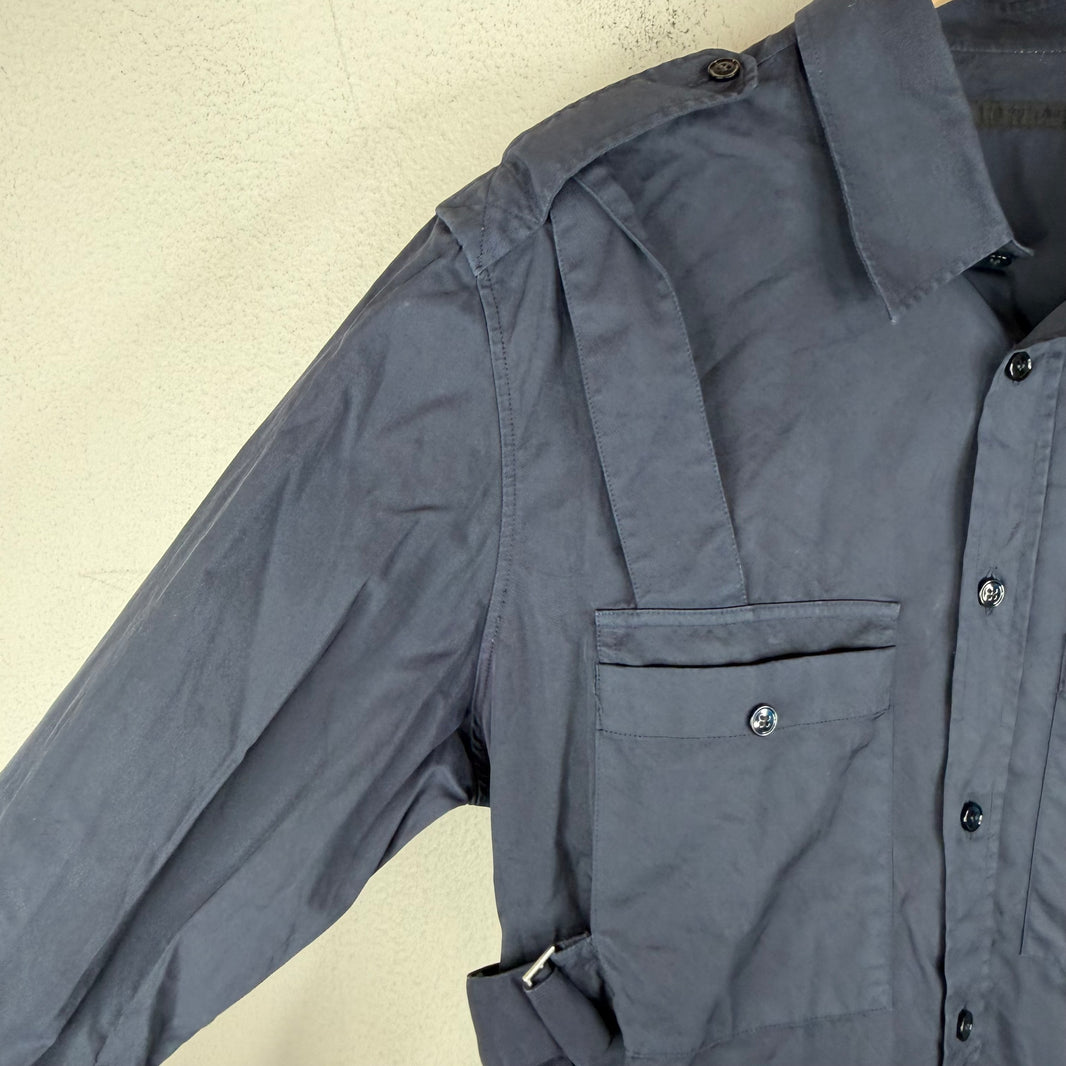 Helmut Lang Navy Bondage Button Up Shirt