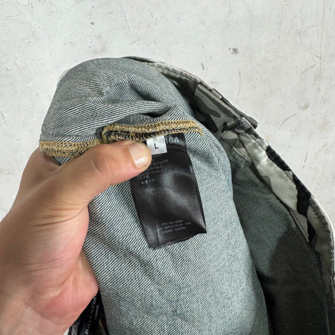 Balenciaga Trompe Layered Snow Camo Shorts