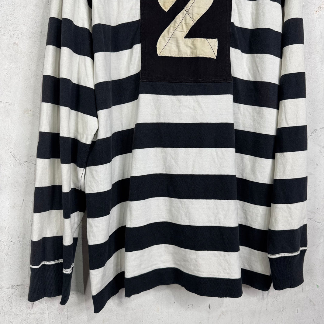 Ralph Lauren Rugby Black Striped Lion Crest L/S Polo