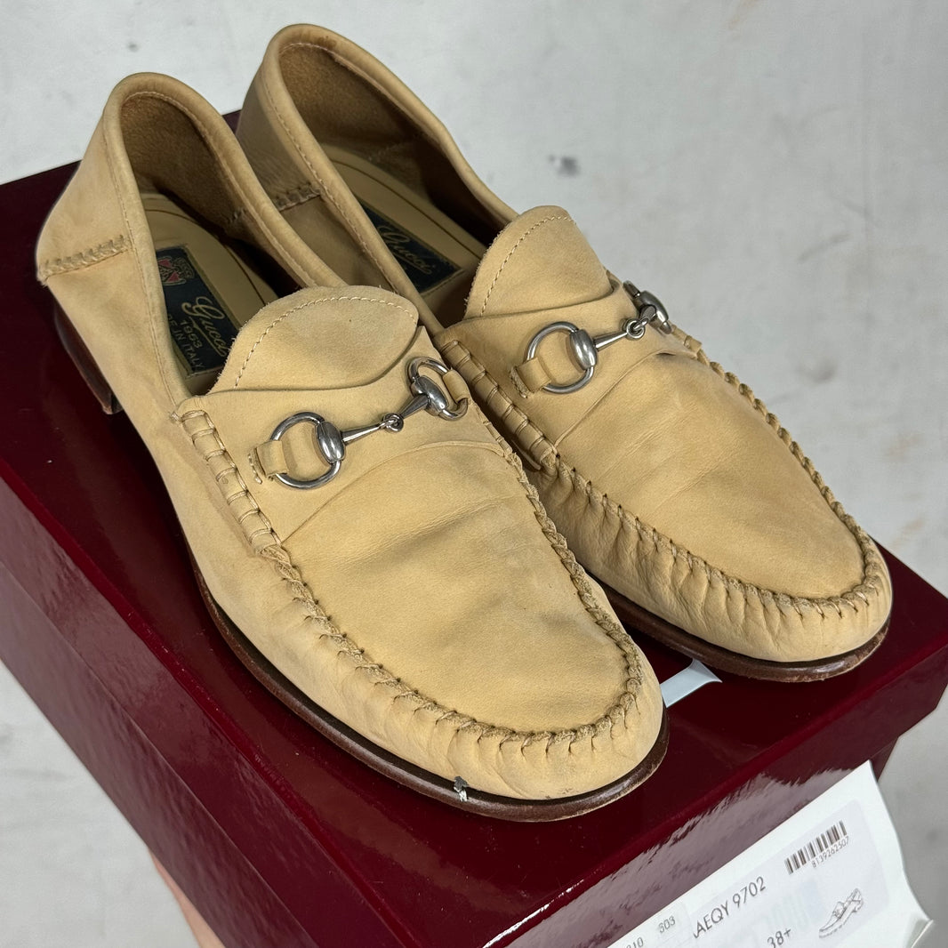 Gucci Beige Soft Leather Horsebit Mules