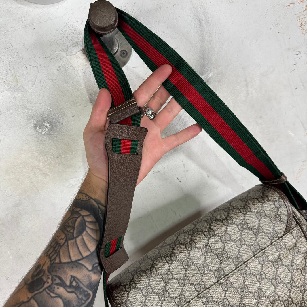Gucci Buckled Monogram Messenger Bag