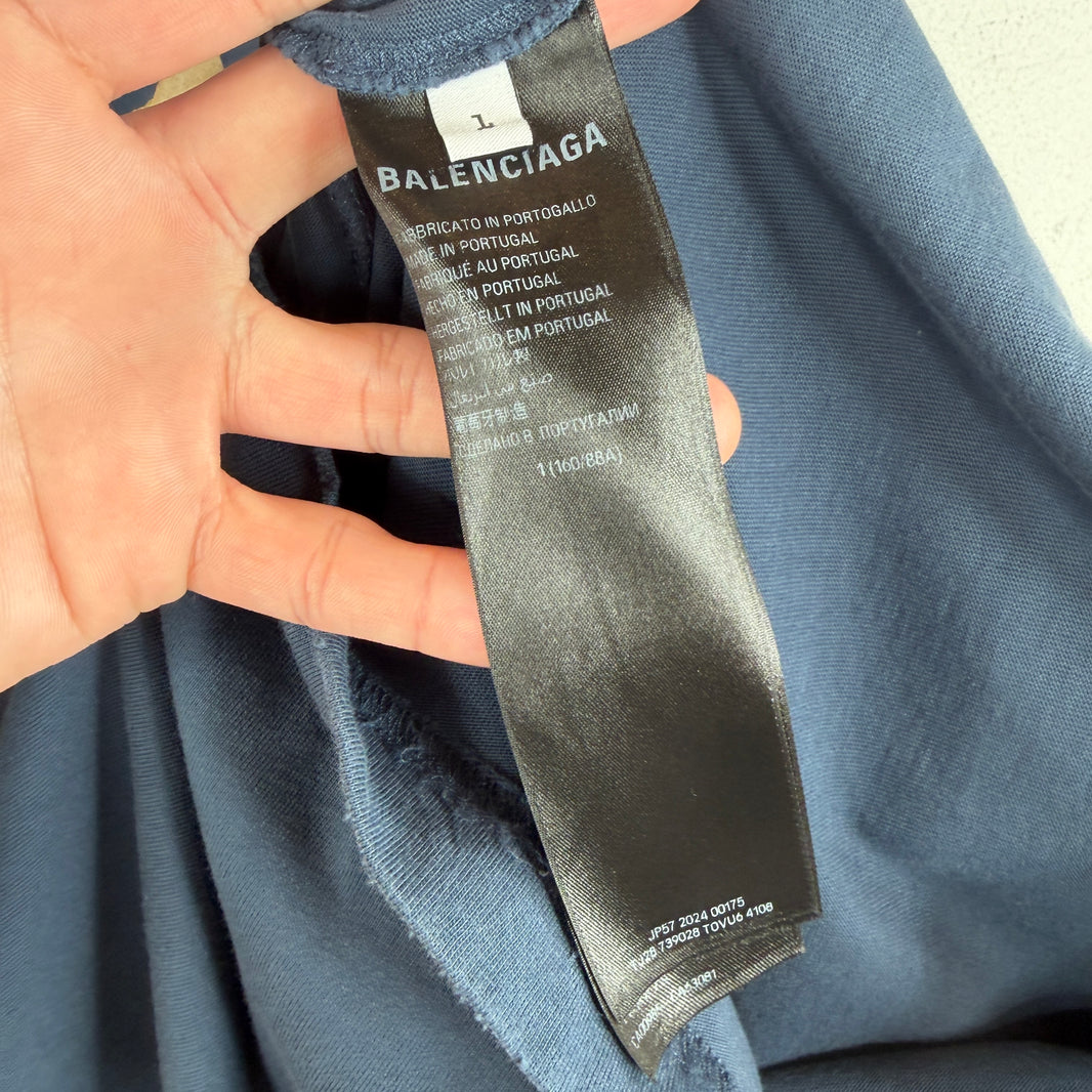 Balenciaga Distressed Navy Bitcoin T-Shirt