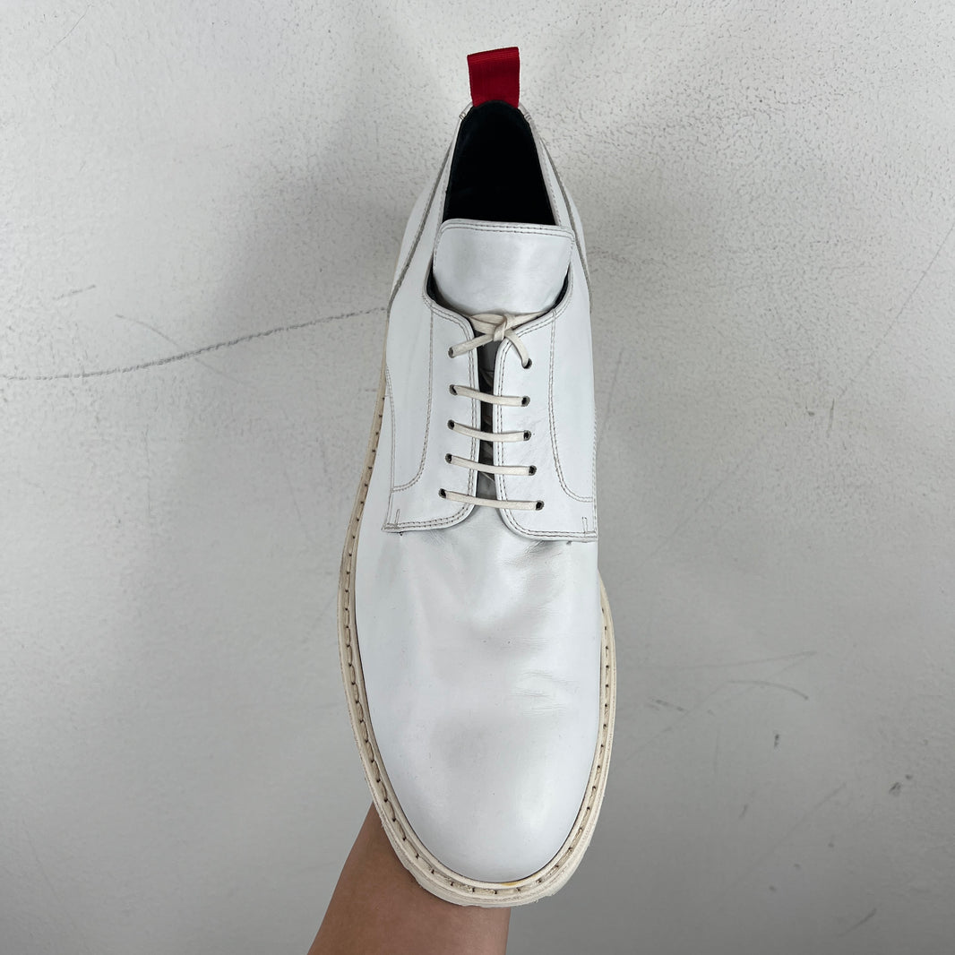424 White Leather Derbys