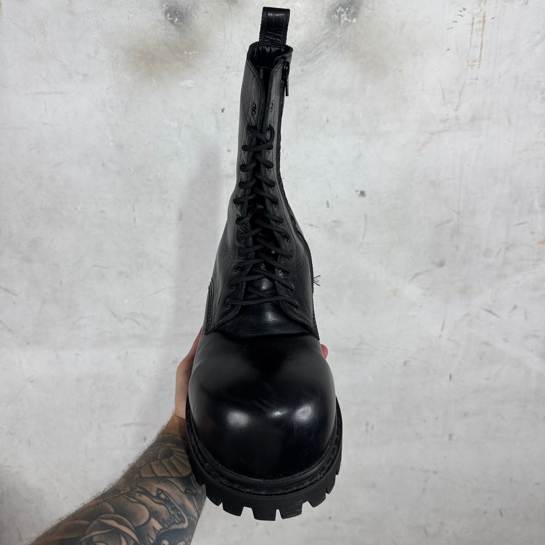 Balenciaga Black Leather Stomper Boots