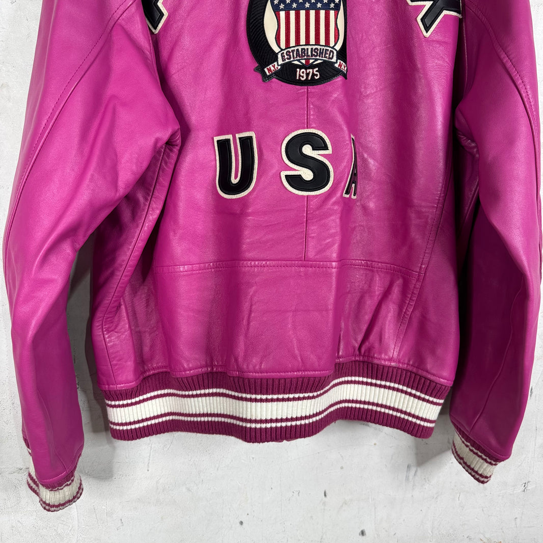 Avirex Pink Crest Leather Jacket