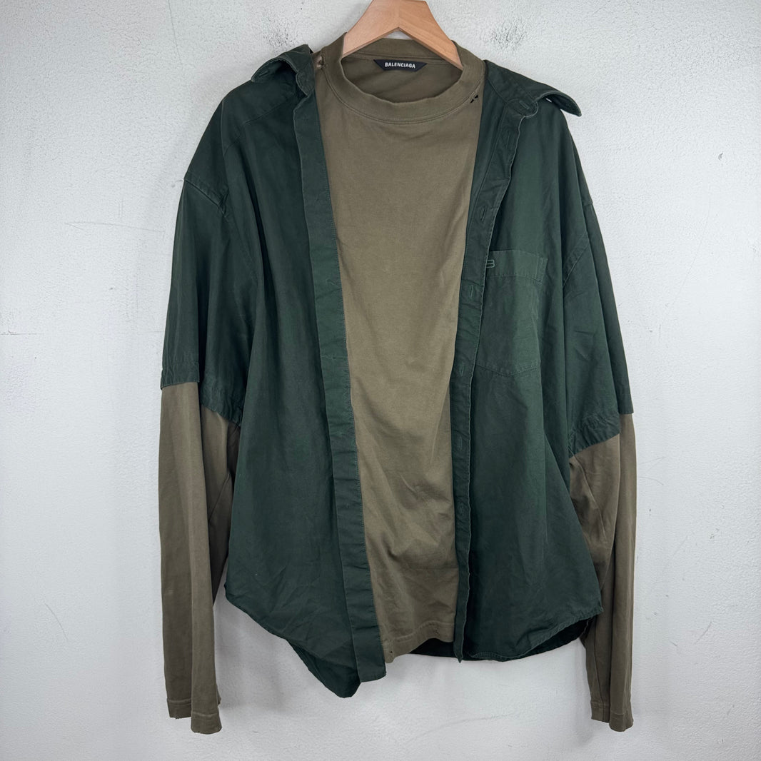 Balenciaga Olive Trompe Collar Shirt